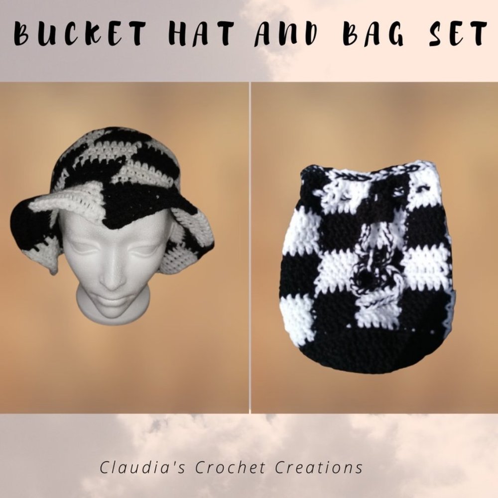 Crochet Checkered Cross-Body Bag